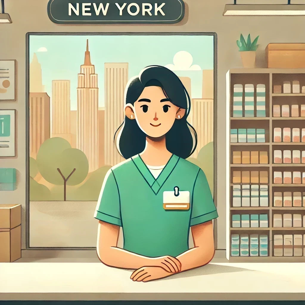 Female pharmacy tech working in New York Pharmacy